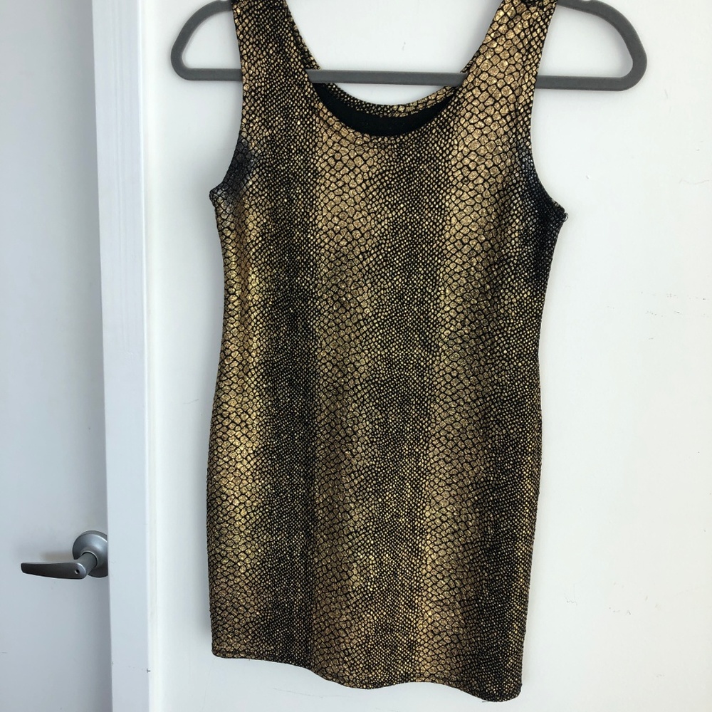 Golden metallic stretch tunic tank top/mini dress